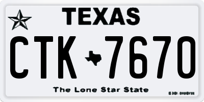 TX license plate CTK7670