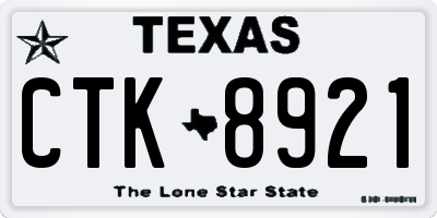 TX license plate CTK8921