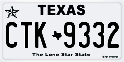 TX license plate CTK9332