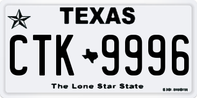 TX license plate CTK9996