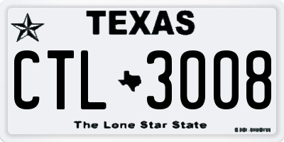 TX license plate CTL3008