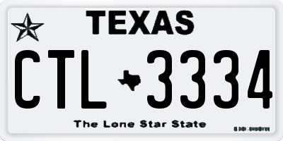 TX license plate CTL3334