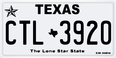 TX license plate CTL3920