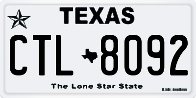 TX license plate CTL8092