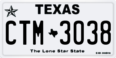 TX license plate CTM3038