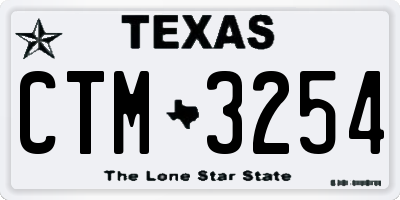 TX license plate CTM3254