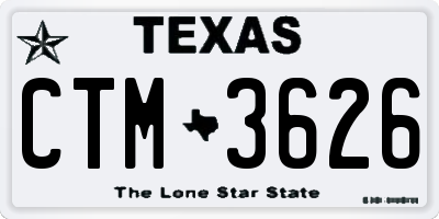 TX license plate CTM3626