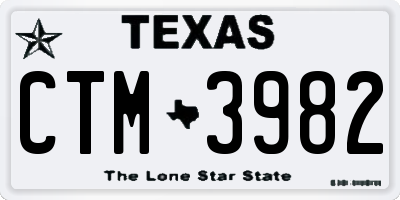 TX license plate CTM3982