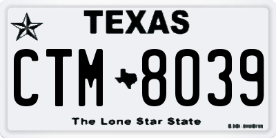 TX license plate CTM8039