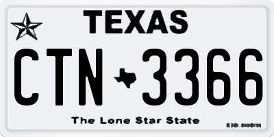 TX license plate CTN3366