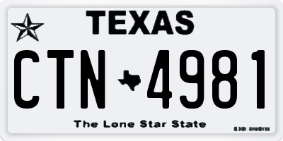TX license plate CTN4981