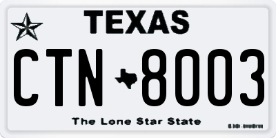 TX license plate CTN8003