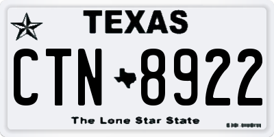 TX license plate CTN8922