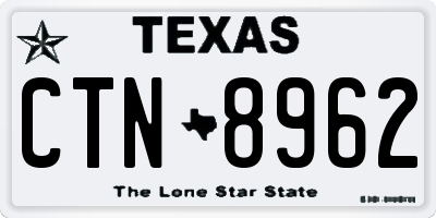 TX license plate CTN8962