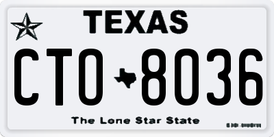 TX license plate CTO8036