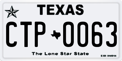 TX license plate CTP0063