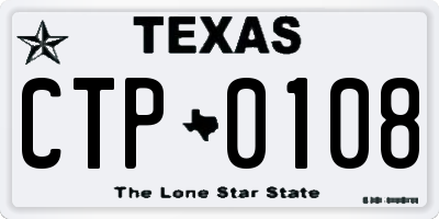 TX license plate CTP0108