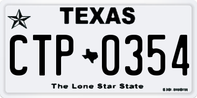 TX license plate CTP0354