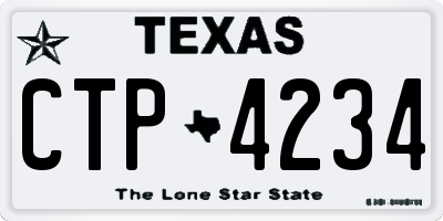 TX license plate CTP4234