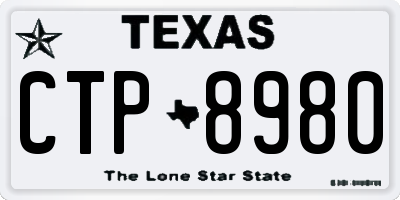 TX license plate CTP8980