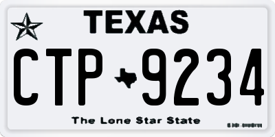TX license plate CTP9234