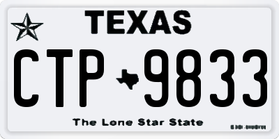 TX license plate CTP9833