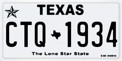TX license plate CTQ1934