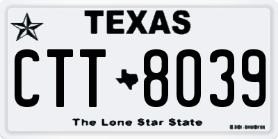 TX license plate CTT8039