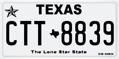 TX license plate CTT8839
