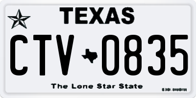 TX license plate CTV0835