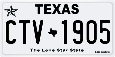 TX license plate CTV1905