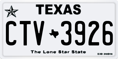 TX license plate CTV3926