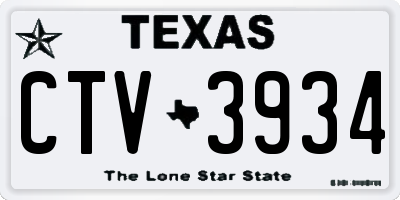 TX license plate CTV3934