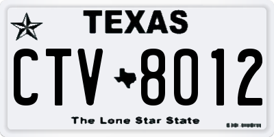 TX license plate CTV8012