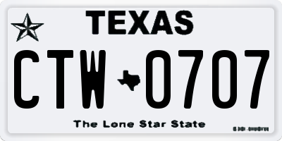 TX license plate CTW0707