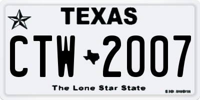 TX license plate CTW2007