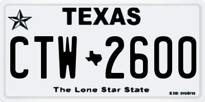 TX license plate CTW2600