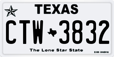 TX license plate CTW3832