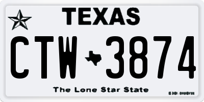 TX license plate CTW3874