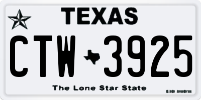 TX license plate CTW3925