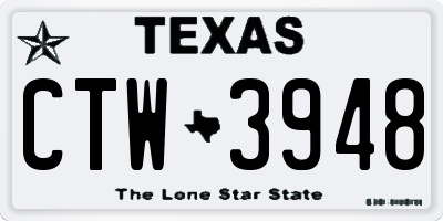 TX license plate CTW3948