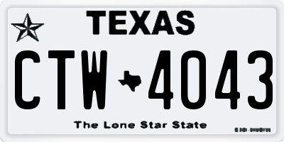 TX license plate CTW4043