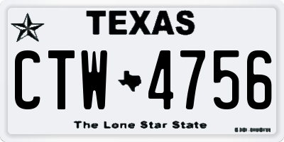 TX license plate CTW4756