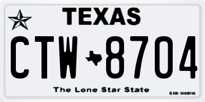 TX license plate CTW8704