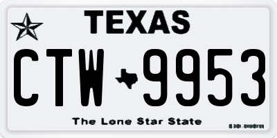 TX license plate CTW9953