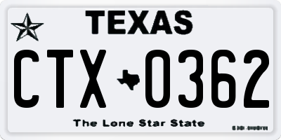 TX license plate CTX0362