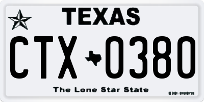 TX license plate CTX0380