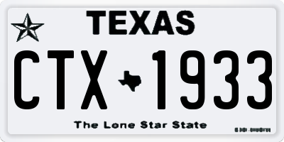 TX license plate CTX1933