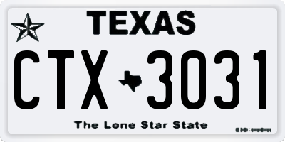 TX license plate CTX3031
