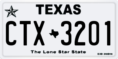 TX license plate CTX3201